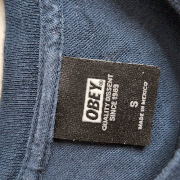 Obey Men's Black T-Shirt Minimal Spellout Graphic Print, Size Small - Picture 4 of 7